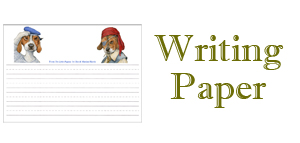 Story-writing paper for student writing assignments, with beautiful detailed artwork from Jim Harris picture book illustrations.